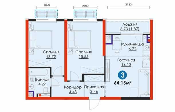 3х комнатная Новостройка рядом с метро, Ипотека есть(xs)