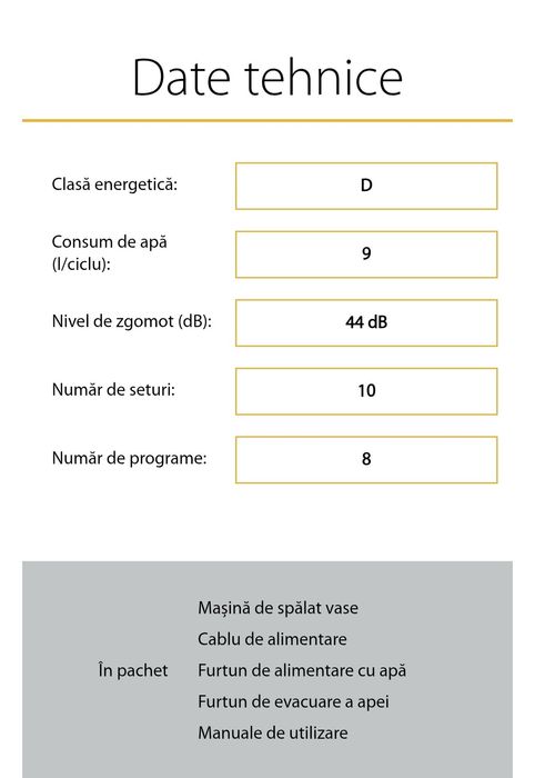 Masina de spalat vase Whirlpool, 10 seturi, 8 programe, 6th Sense, Pow