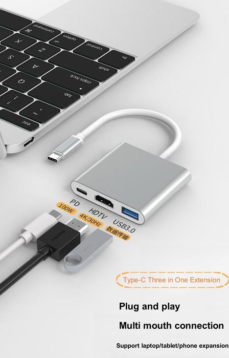HDMI Tip C USB 3in1 Laptop Usb Macbook  Docking