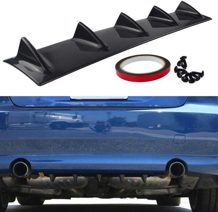 Универсален дифузьор / добавка за задна броня 58см - Черен Гланц.