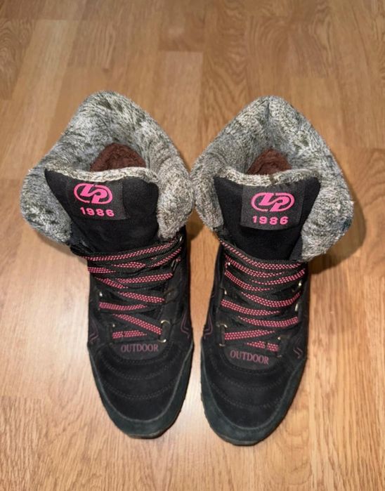 Ghete dama groase imblanite negru / roz - marimea 35