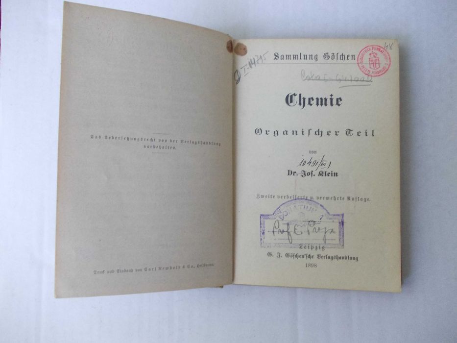 Carte veche de chimie 1898 in limba germana