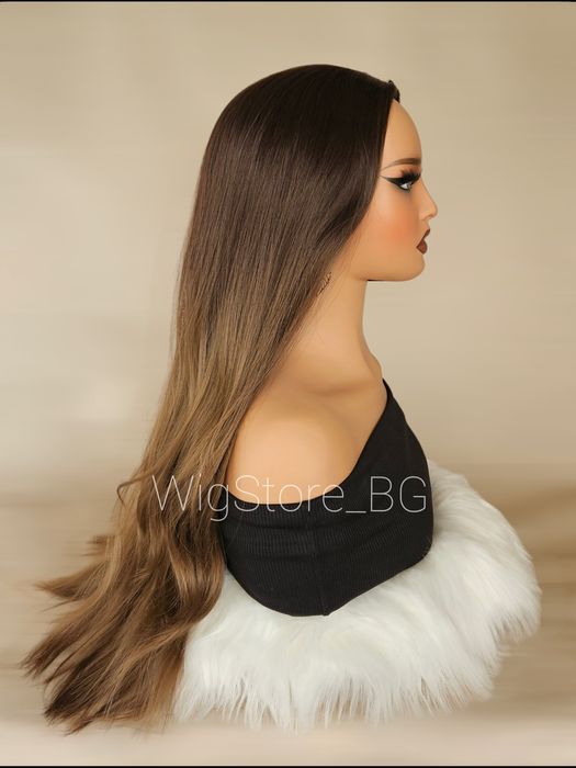 Кафява перука без бретон