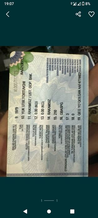 Teyagach dakment sotiladi gazga ruxsati bor