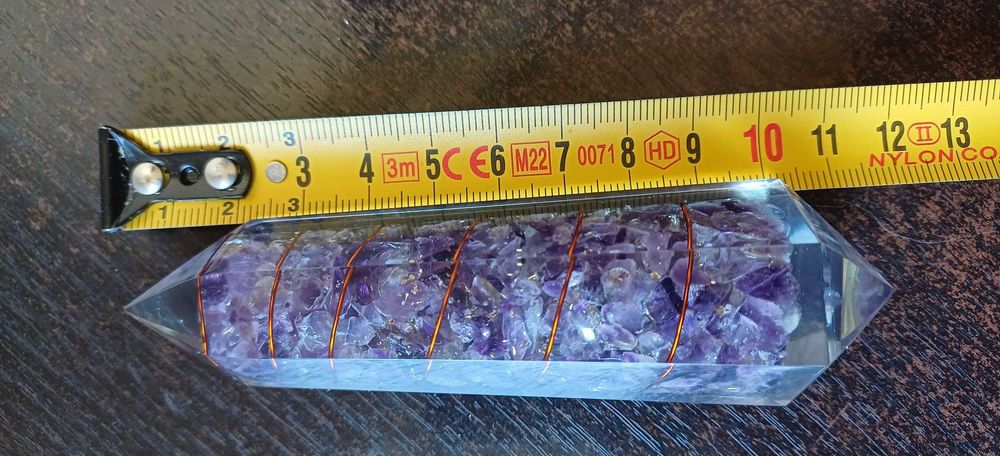 Bagheta ametist si  cupru  cu două varfuri -amplificator energie