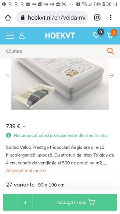 Saltea dormit Aegis 90x190 cm