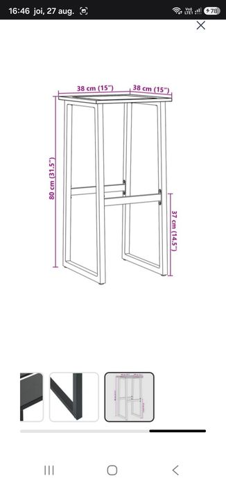 Scaune bar 4 buc. negru 38x38x80 cm oțel vopsit electrostatic