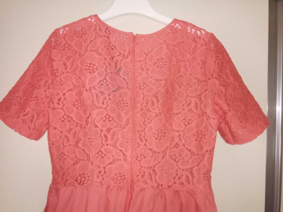 Rochie ASOS PETITE, dantela, ocazii/birou, mar.38, roz pal, NOUA.