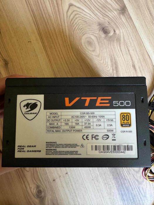 Захранване  Cougar VTE 500 80 plus bronze