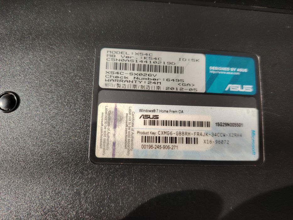Laptop Asus x54c  4 gb ram
