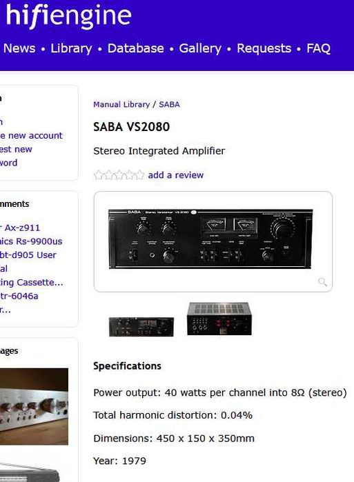 SABA VS 2080 vintage amplificator Hi-Fi  *1979
