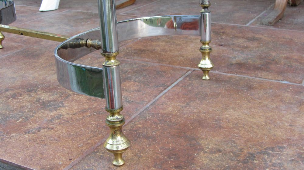 Masuta cafeavintage, alama,inox,sticla anii 70 patina, deosebita