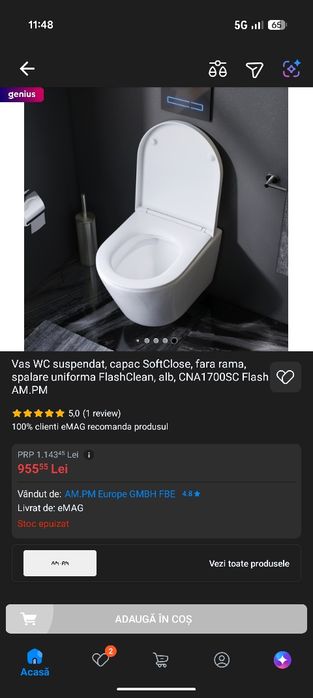 Vas WC Suspendat cu capac SoftClose alb AM.PM
