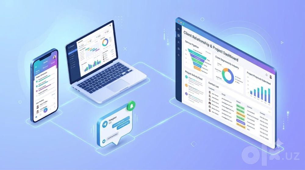 Mobil ilova | Telegram bot | Veb-sayt | CRM yaratish