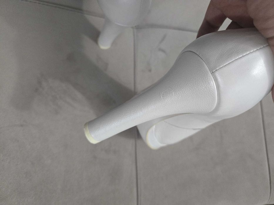 Pantofi stiletto cu platformă Veronesse, piele naturală, alb - Mărimea 39
