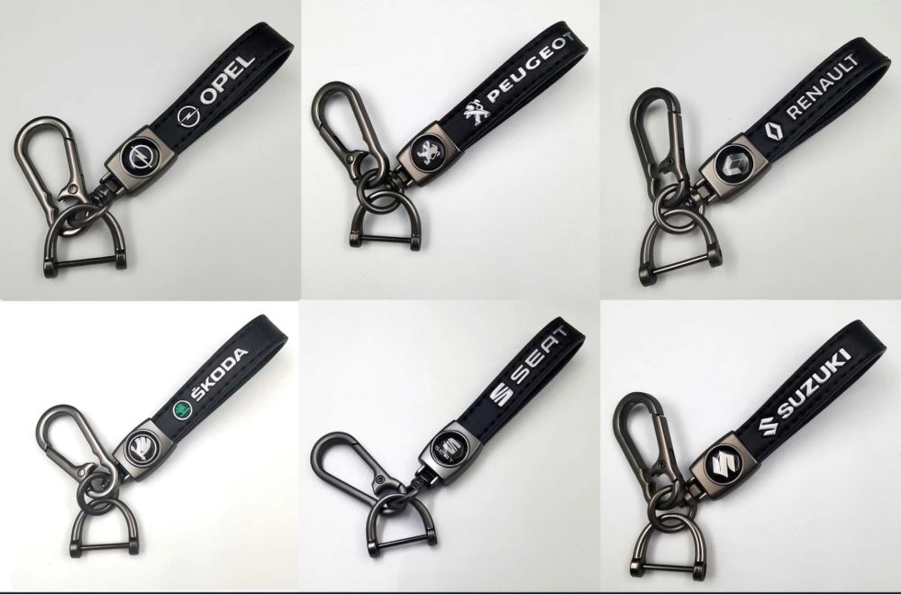 Луксозен кожен ключодържател с карабинер и отвертка