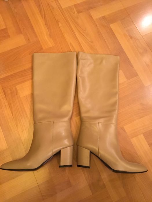 Cizme din piele crem bej dama
