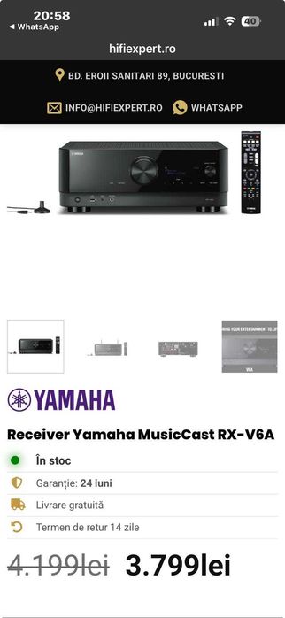 Yamaha RX-V6A Receiver surround 7.2 canale, Dolby Atmos
