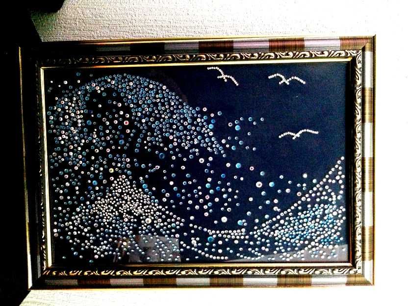 Картина "ВОЛНА"  мозаика по стеклу