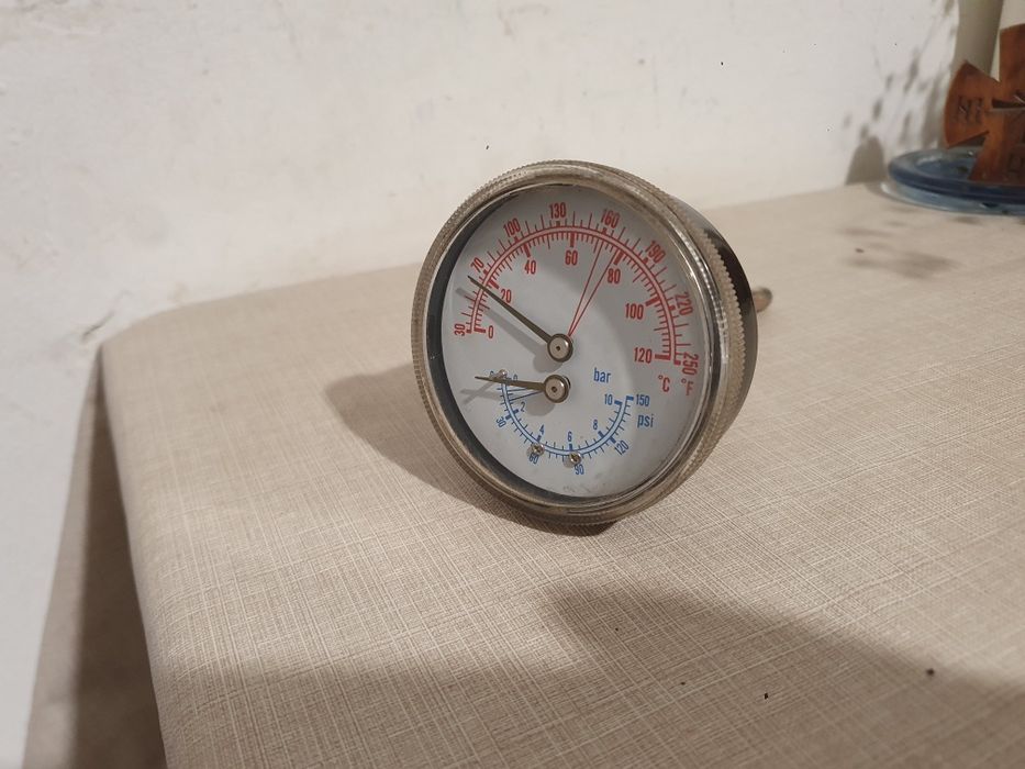 Termometru + barometru cu imersie pt boiler, puffer, centrala termica