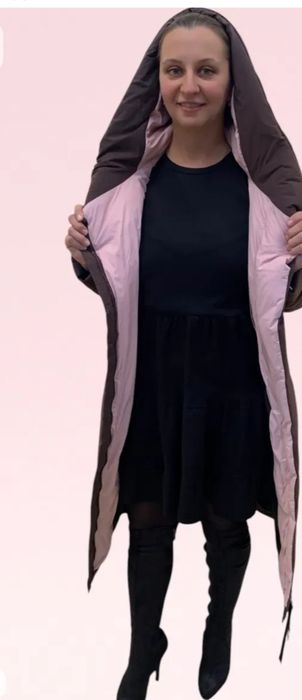 Женская удлинённая куртка
шоколадно-коричневого цвета
 Сезон зима
 Вид