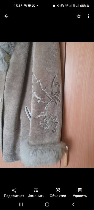 Мутоновая шубка голубая