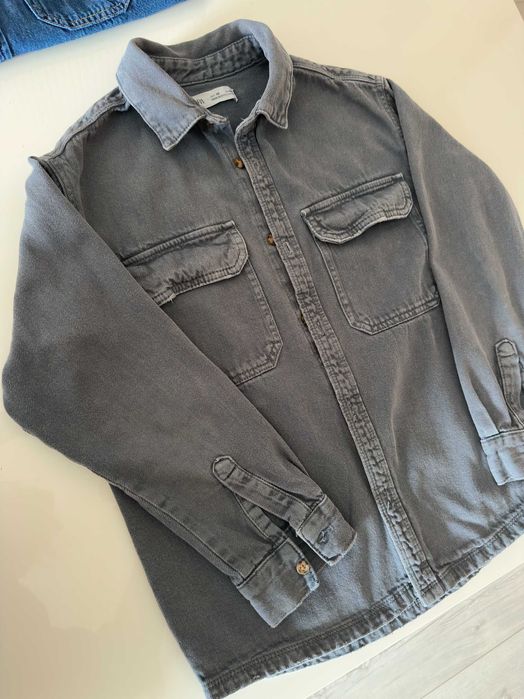 Дънкова връхна риза ZARA / сива / момче / 146 см