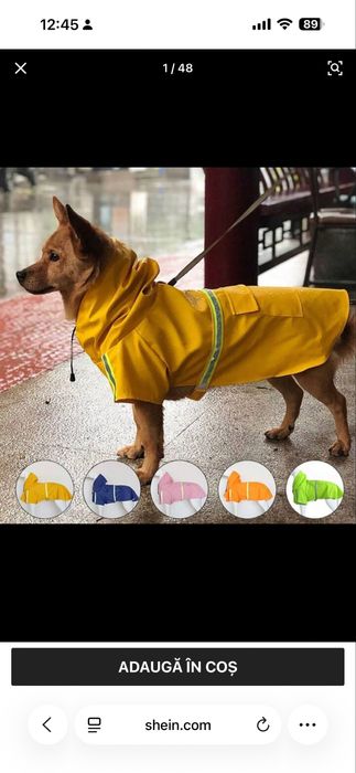 Pelerină de ploaie pentru căței, galben - haina/hainuta ptr caine