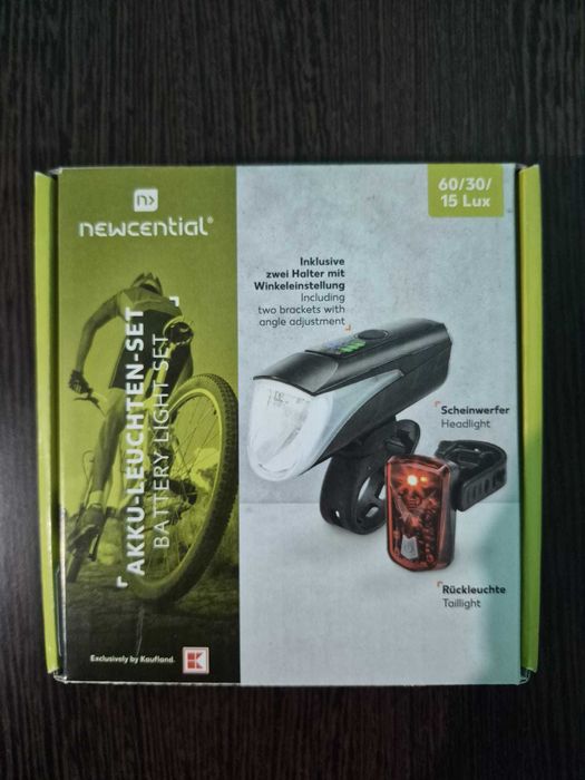 Set Lumini Bicicleta LED cu acumulator litiu-ion, far & stop, Kaufland