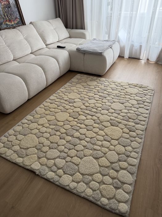 Covor modern, pufos, crem/bej 200x140cm