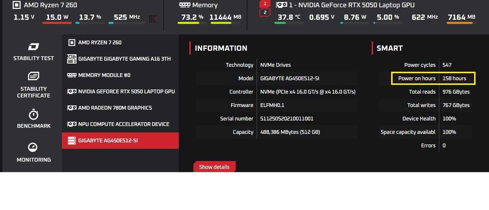 Лаптоп Gigabyte gaming A16 GA63H 3TH