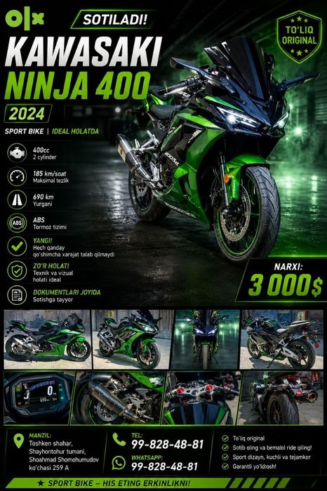 Kawasaki 400cc sotiladi
