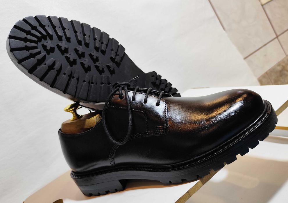 Pantofi derby 42 42.5 43 43.5 lace up ZARA NOI piele naturala negru
