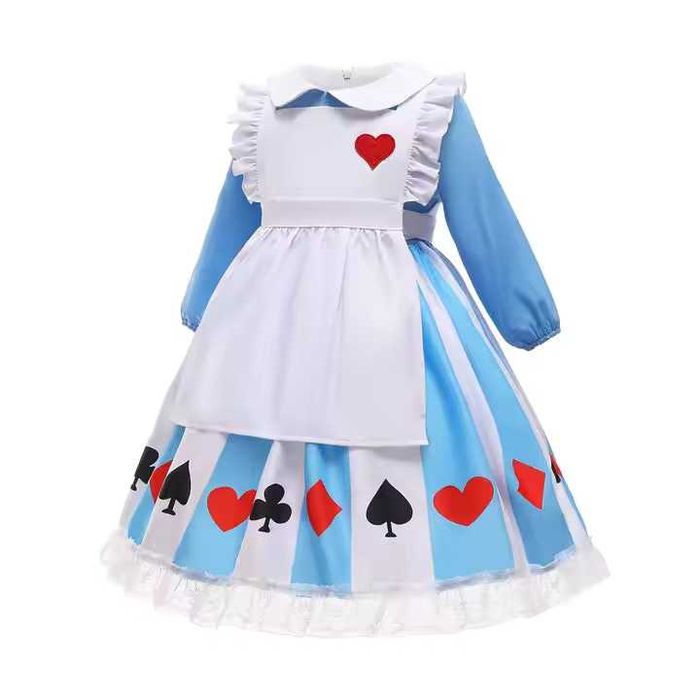 Costum de Carnaval pentru Fetite, Alice in Tara Minunilor, cu Bentita