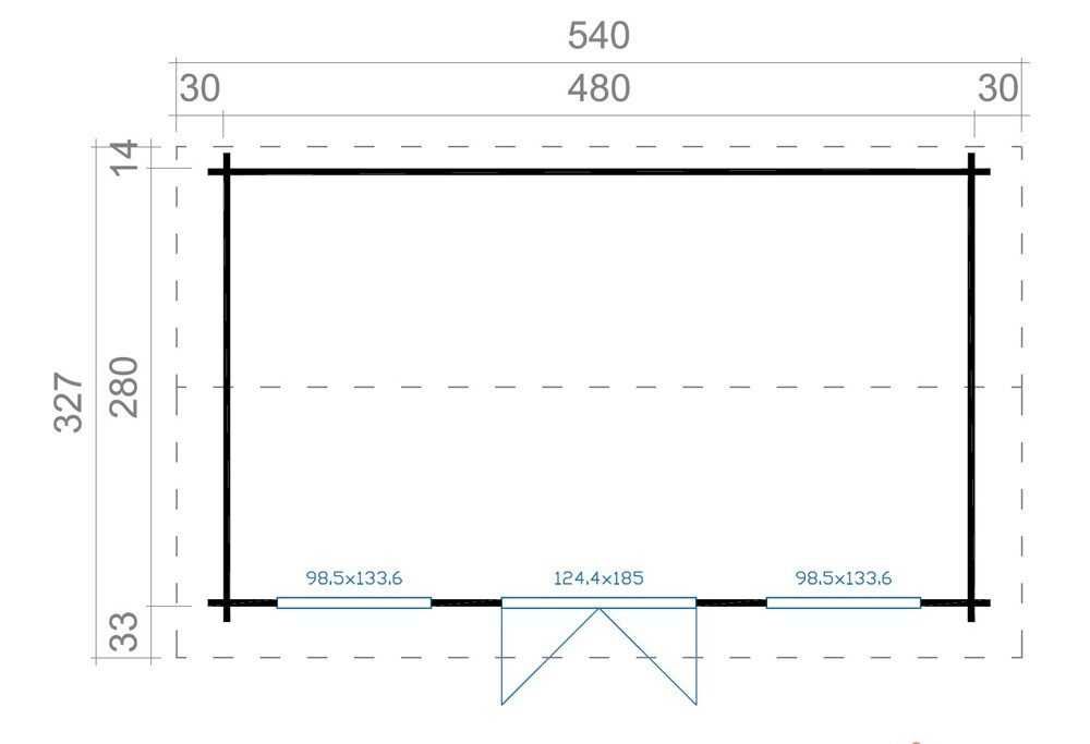 Дървена къща Пемброкшир 3.27х5.4 м, 44 мм Смърч