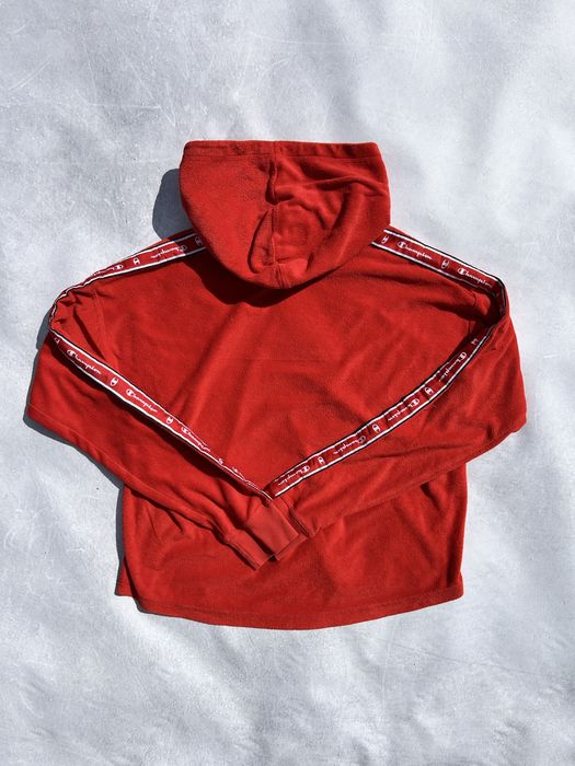 Hanorac cu gluga dama Champion rosu cu banda logo maneci marimea XXL