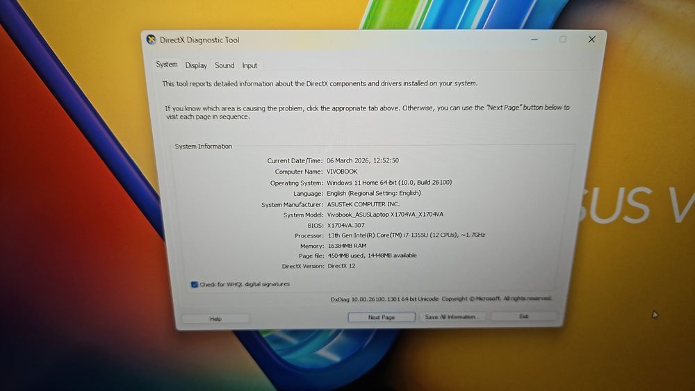 Asus Vivobook 17'' i7 1355u 16 gb Ram 512 Ssd, Full Hd,Intel Iris Nou