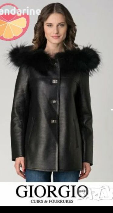 ПРОМО GIORGIO PARIS cuirs et fourrures, Черно кожено дамско яке нов