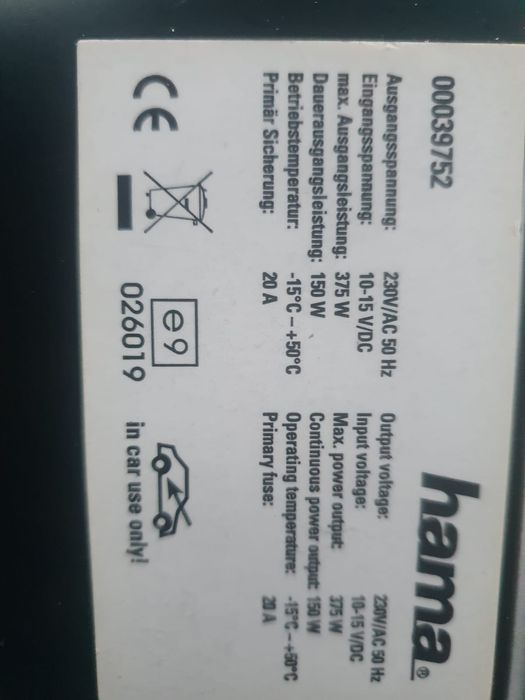 Invertor auto hama 150W