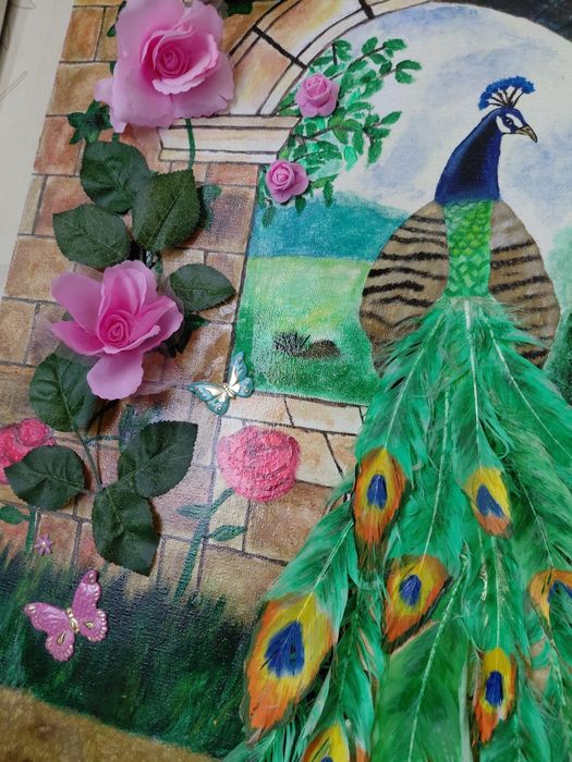 Ръчно изработена картина с паун