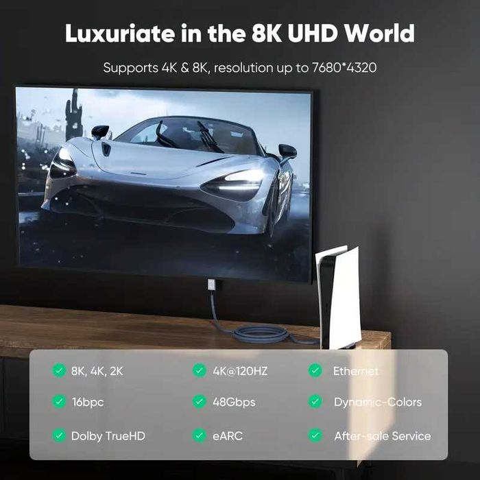 HDTV 2.1 8K*60Hz 4K/120Hz-144Hz,HDR-3D, 2160p,1080p,ARC,HDR,Ultra HDTV