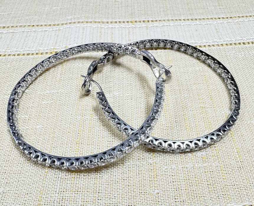 Cercei Aur alb 18k cu Diamante 8CT