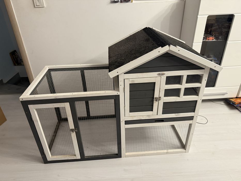 Cusca PawHut pentru Iepuri si Rozatoare de Exterior din Lemn