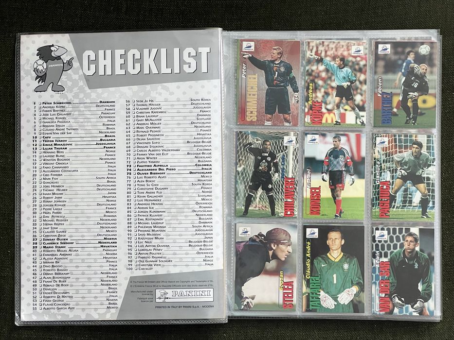 Panini World Cup 1998 Franta 98 Set Complet 100 Trading Cards / Binder