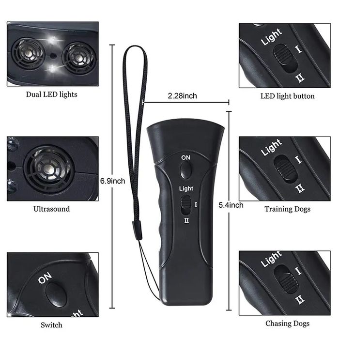 Отпугиватель собак с батареей в комплекте.