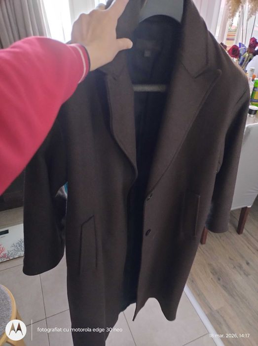 Palton Zara, L, 300 lei, nou, lana, ciocolata