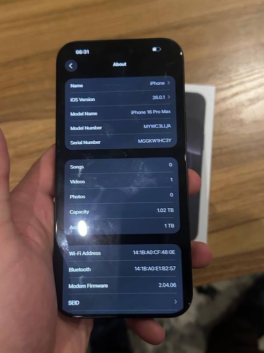 Iphone 16 pro max 1 tb