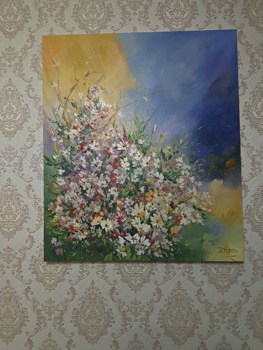 Картина маслом "Ромашки"