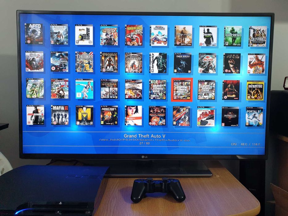 PS3 modat CFW OC 500 GB + 60 jocuri (GTA V, Red Dead, God of War, NFS)