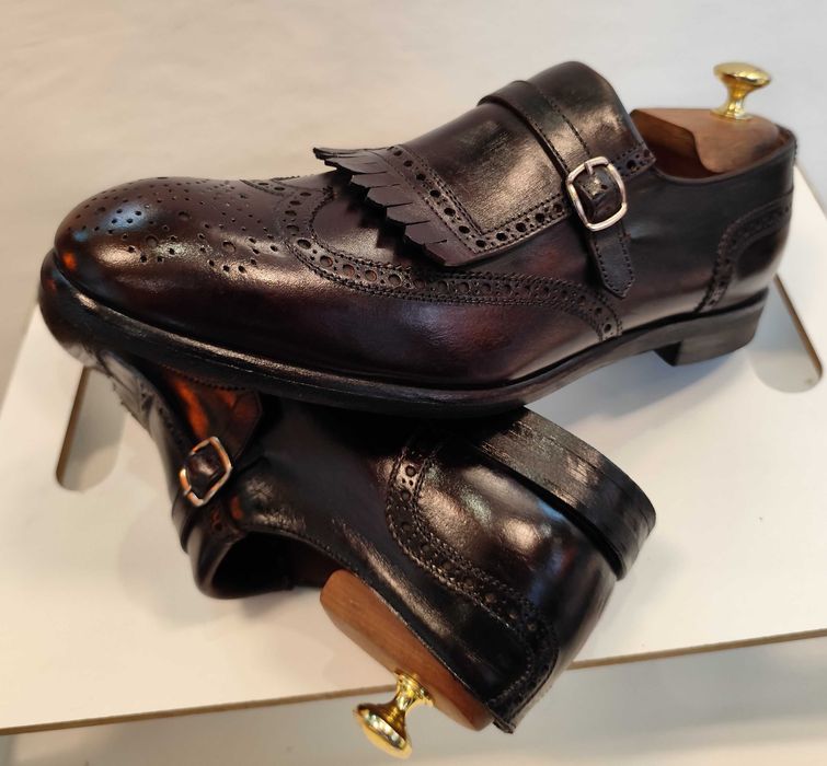 Pantofi loafer de lux 42 42.5 Migliore lucrati manual piele naturala superioara maro